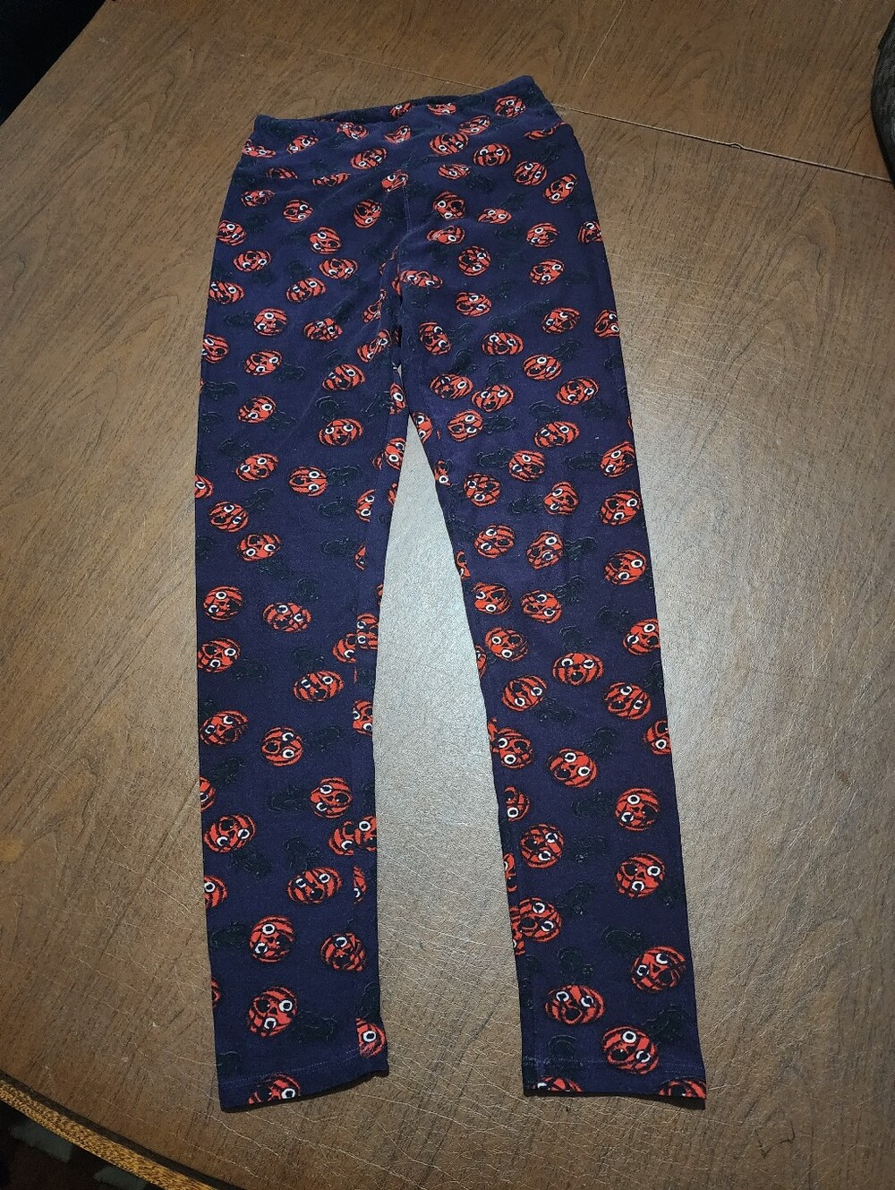 LuLaRoe Navy Blue Leggings with Orange Pumpkin Faces